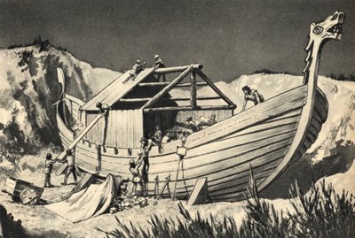 Viking ship burial by English School